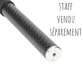 Embout fixe Fusion 22 mm sans joint sur tube en carbone noir; extrémité métallique argentée avec petit trou central.