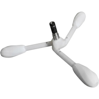 Embout quick release Dragon Threeworlds blanc à trois bras radiants autour d’un moyeu central avec connecteur métallique.