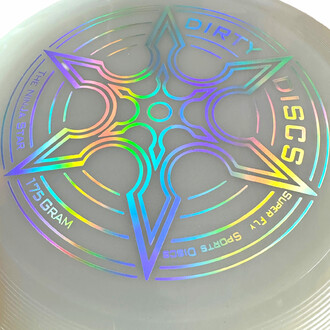 Décoration holographique sur un frisbee