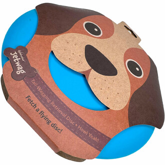 A soft, durable rubber disc that flies far and keeps him entertained.