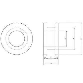 Dessin technique du grand plateau d'ancrage triangulaire, présentant une vue de face et une vue de profil avec des dimensions indiquées.