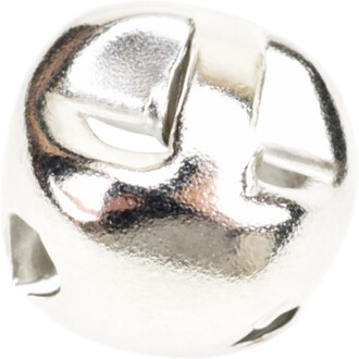 Grelot en métal de 12 mm avec une finition argentée et une fente croisée, présentant un design lisse et brillant.