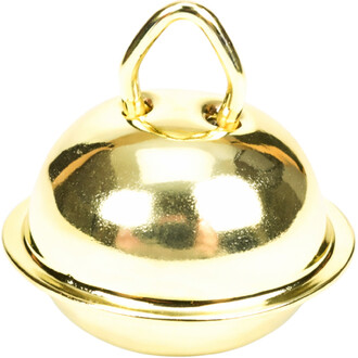 Grelot plat de 18 mm en métal doré, avec une finition brillante et un anneau pour l'accroche.