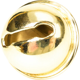 Grelot plat de 18 mm de couleur dorée, avec une surface brillante et une fente en forme de goutte pour le son.