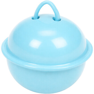 Grelot plat de 22 mm de couleur bleue, avec une forme ronde et un design lisse, équipé d'une poignée sur le dessus pour faciliter la manipulation.