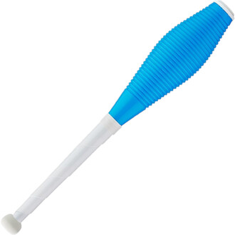 Henrys Pirouette Training – detail van een trainingsstick: witte steel met blauw geribbeld gedeelte en ronde witte punt.