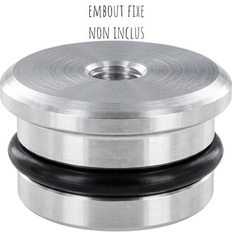 Vue rapprochée d'un embout métallique avec un joint torique noir autour (Fusion D70, embout fixe non inclus).