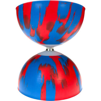 Toile en plastique bicolore rouge et bleu d'un diable, avec une finition lisse et brillante, présenté en position verticale, mettant en avant sa forme élégante et son design dynamique.