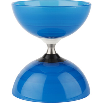 Diabolo bleu lumineux Fluxo, kit plage avec deux coupelles bleues et axe central en métal.