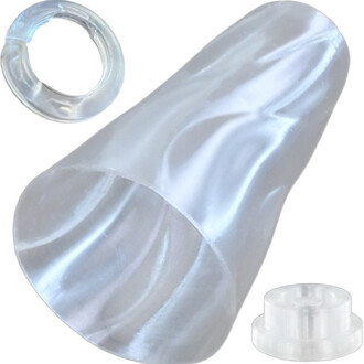 Kit Embout Pod Flowtoys complet: embout transparent en silicone avec adaptateur et anneau en C translucide.
