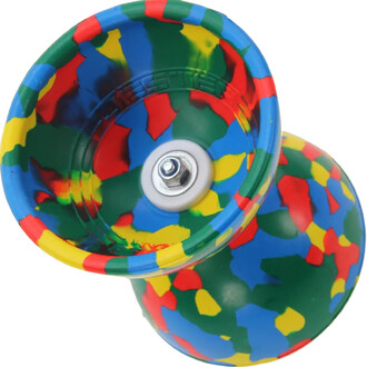 Kit Jester à Roulements, coloré avec un design en motifs multicolores, vue de dessus montrant une structure en deux parties, avec un roulement en métal au centre.