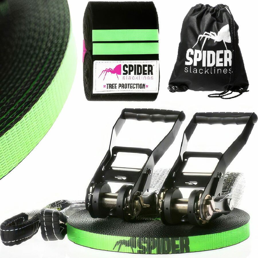 SPIDER SLACKLINE LKS01 Kit Longline 25m | Per Slackline Fly Line | Con Cricchetti E Sling Bag - Foto 6