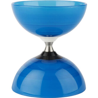 Diabolo Beach Free en bleu, avec un design en deux parties : un bol supérieur évasé et une base ronde, tous deux en plastique. La tige centrale est en aluminium anodisé et présente des accents en noir et argenté.