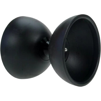 Diabolo noir en plastique, avec une forme conique et une finition lisse, posé sur un fond neutre.