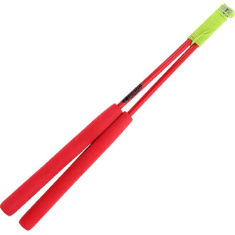 Baguettes de jonglage Superglass en rouge avec poignées en mousse pour un meilleur confort et une prise en main optimale. Les baguettes sont conçues pour être utilisées avec un diabolo.