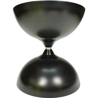 Diabolo Vision de couleur noire, avec une forme distinctive en hourglass, présentant un bras central brillant et des surfaces lisses et mates sur le dessus et le dessous.