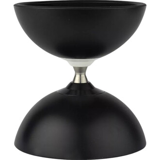 Diabolo Vision Free Lumineux Fluxo, en couleur noire, avec une forme en deux parties : un bol supérieur et un bas en forme de demi-sphère, reliés par un axe central en métal.