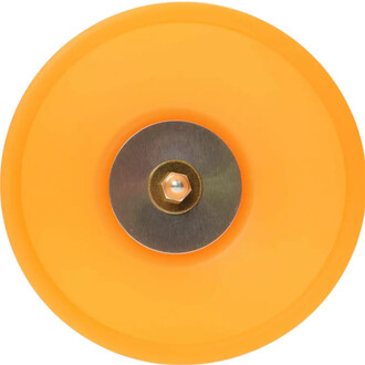 Diabolo Vision Free lumineux de couleur orange, vue de dessus, avec un centre en métal argenté et une fixation centrale.