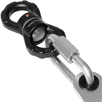 Grand ancrage 3 Points 30 kN avec un système de rotation central. La pièce est en métal avec une finition chromée et un blocage en plastique noir. Le design permet une connexion sécurisée et stable pour des applications de haute charge.