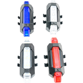Bloc LED pour Fluxo 2k, avec quatre unités : deux en haut (une bleue à gauche et une blanche transparente à droite) et deux en bas (une blanche transparente à gauche et une rouge à droite), chacune avec un boîtier noir.