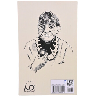 Illustration en noir et blanc d'un homme avec une lampe frontale, portant un col à volants. Il tient un objet rond dans sa main droite et a une expression sérieuse sur son visage. L'arrière-plan est de couleur claire.