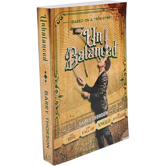 Livre Unbalanced de Barry Thorson, une couverture illustrée représentant un jongleur en action, avec des éléments graphiques en arrière-plan et le titre stylisé.