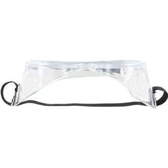Lunettes de protection transparentes à coques avec sangle élastique noire.