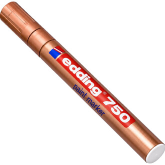 Marqueur Edding pour ballons, corps cuivre métallique, cap blanc, étiquette rouge avec le logo Edding.