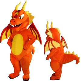 Mascotte de dragon orange