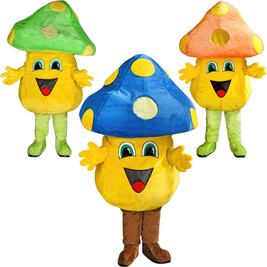 Tricolor Mushrooms Mascot