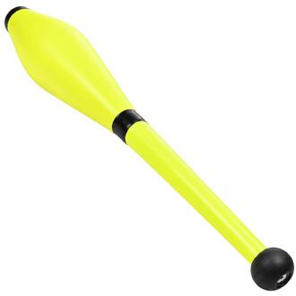 Massue de jonglerie Circus Beard jaune fluo avec corps élancé, embout rond noir et détails noirs aux extrémités.