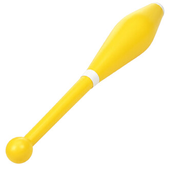 Massue de jonglerie jaune avec corps blanc et embout jaune.