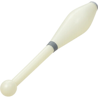 Off-white Flare juggling club with grey decorative ring, shown on a white background.
