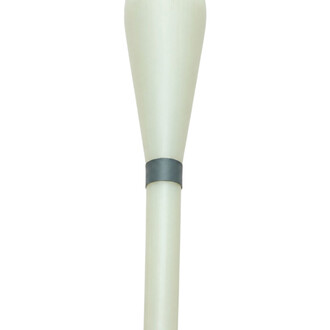 White Flare juggling club with grey decorative ring, close-up of the body and handle.
