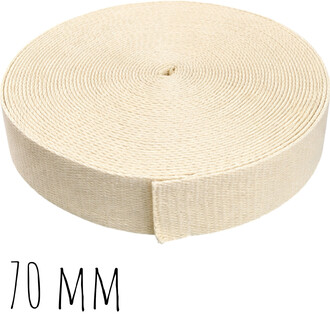 Mèche Kevlar en rouleau, largeur 70 mm, bande tissée couleur crème.