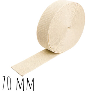 Mèche Kevlar beige sur rouleau, ruban large de 70 mm partiellement déroulé.