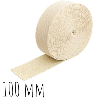 Mèche Kevlar beige en rouleau, largeur 100 mm, extrémité déroulée.