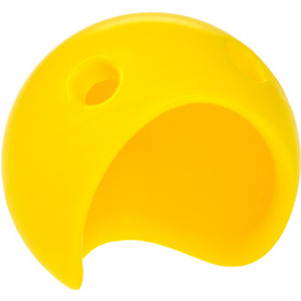 Nez en silicone de couleur jaune, en forme arrondie avec une ouverture et deux petits trous sur les côtés, conçu pour un usage en jonglerie.