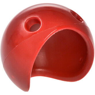 Nez en silicone rouge, de forme semi-sphérique, avec une ouverture sur un côté et un trou sur le dessus, conçu pour être utilisé avec des accessoires de jonglerie.