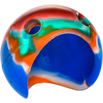 Nez en silicone coloré avec des motifs variés en rouge, vert, orange et bleu, présentant une ouverture circulaire sur le dessus. Le design est arrondi et offre une finition lisse.