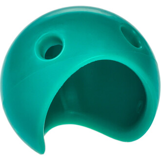Nez en silicone de couleur verte, en forme semi-sphérique avec une ouverture sur un côté et deux petits trous, conçu pour être utilisé dans la jonglerie.