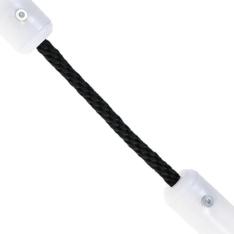 Nunchakus Lumi Pro LED avec poignées en plastique blanc et cordon noir tressé.
