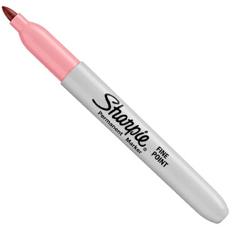 Marqueur permanent Sharpie pastel rose clair avec cap gris et pointe fine (vue en gros plan)