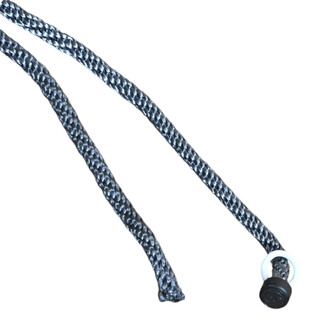 Paire de poignées en nylon noir tressé pour Flowtoys PodPoi, avec embout noir et anneau blanc.