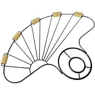 Paire d'éventails Sunset – close-up montrant les rayons noirs et les embouts en corde jaune clair sur fond blanc.