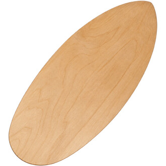 Planche d’équilibre en bois clair avec grain visible et extrémité arrondie