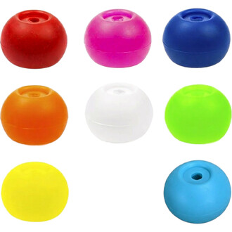 Ensemble de 9 boules colorées avec trou central, utilisées comme poignées pour bolas.