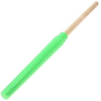 Poignée Delphine longue en bois avec grip vert fluo sur le manche, vue diagonale