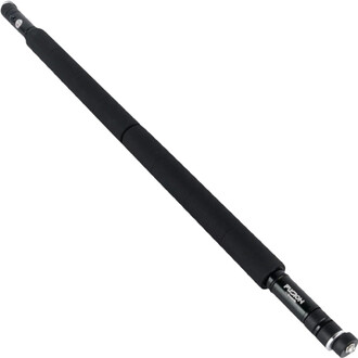 Staff de jonglerie Contact Fusion Threeworlds avec poignée centrale grip noir, embouts en silicone et logo Fusion, vue d'ensemble sur fond blanc.