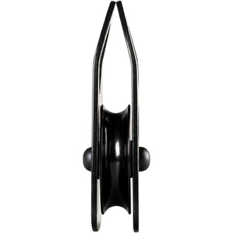 Poulie Large Prodigy RP066A1 vue de profil avec corps noir et joues latérales métalliques argentées.